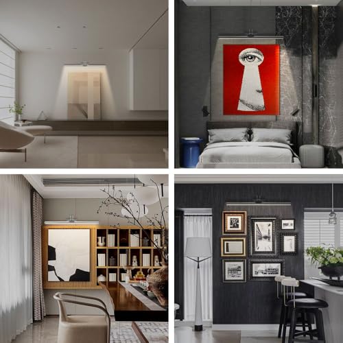 26" Wireless Picture Lights, Rechargeable Battery Art Display Light with Remote Control, Dimmable/Timer Off Dartboard Light, 3 Lighting Modes Full Metal Painting Display Lights (Nickel-1 Pack) - color: Nickel-1 Pack