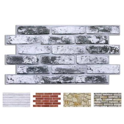 COMSTICKC 3D Gray Faux Brick Wall Panel, Peel and Stick Wall Covering, 12 Pcs of 22.8" x 11.8", Not Real Brick, UrltraLight PVC Self Adhesive Brick Decorative Tile,Paintable,Covers 22.48 sq.ft - color: Waterwash Brick