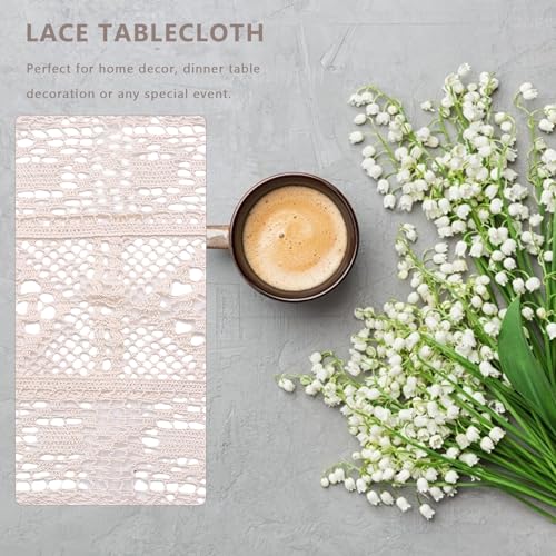 Simple Cotton Crochet Lace Tablecloth for Home Decor Dinner Table Wedding Outdoor Picnic Decorative Doilies Photo Props for Cake Dessert Food Styling