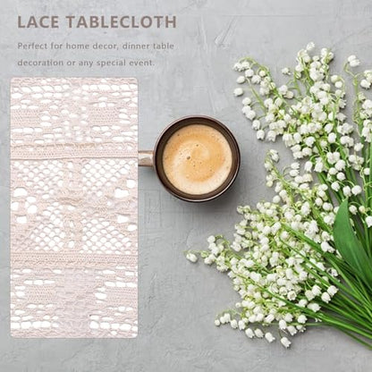 Simple Cotton Crochet Lace Tablecloth for Home Decor Dinner Table Wedding Outdoor Picnic Decorative Doilies Photo Props for Cake Dessert Food Styling