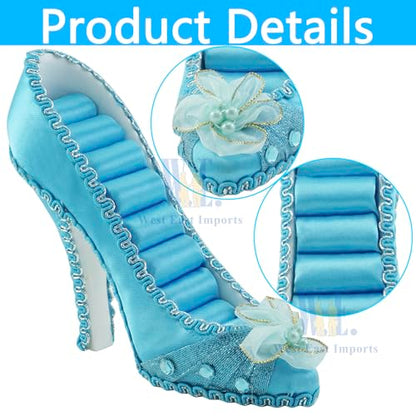 Ring Holder High Heel Shoe Design Fashion Jewelry Organizer Display Birtyday Gift (Turquoise) - color: Turquoise