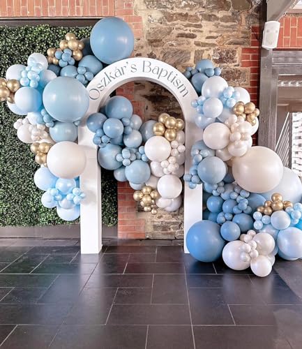 Double Stuffed Balloons Dusty Blue Different Size 115Pcs 5/10/12/18" Slate Dusty Blue Balloons Garland for Birthday Baby Shower Bridal Shower Gender Reveal Bear Neutral Theme Party - color: Slate Blue