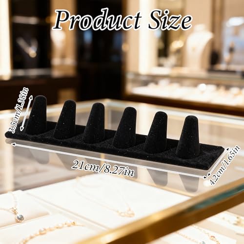 Hpmjz 6 Pcs 6 Finger Ring Holder Black Velvet Ring Display Stand Jewelry Storage Organizer Rings Display Stand for Selling Retail Stores Exhibitions Home Drawer