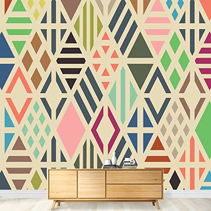 wall26 - Rhombuses Seamless Pattern. Geometric Background. - Removable Wall Mural | Self-Adhesive Large Wallpaper - 66x96 inches - color: Artwork - C772, size: 66" x 66"