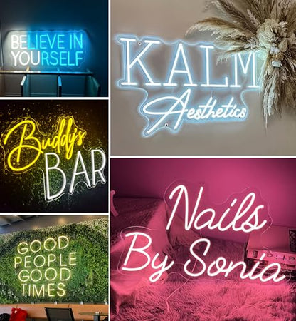 CIONAOR Custom Neon Sign, Custom LED Neon Sign Customizable for Wedding Bar Salon Beauty Business Light Up Name Sign, Personalized Neon Light Suitable for Events Birthday Gifts Decorations - size: Custom Neon Sign