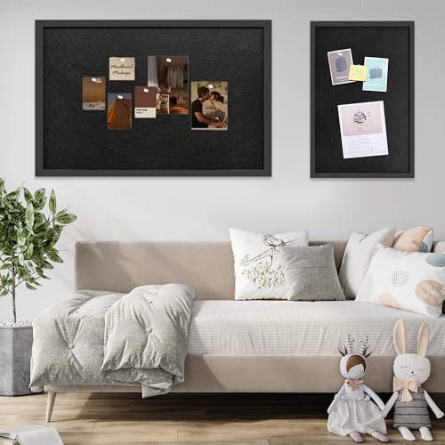 13.3x17.7 Inch Cork Board for Wall Hanging with Linen, Bulletin Board with Push Pins, Mounted Memo Message Board for Home Office Decor, Dorm Room Essentials, Classroom Organization - color: Black, size: 13.3*17.7inch