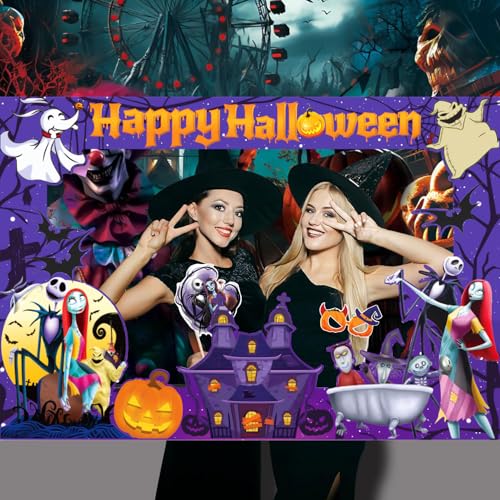 Halloween Photo Booth Props Kit, 16PCS Photo Props & Selfie Frame Halloween Party Decoration Supplies Dress Up Party Costumes Accessories for Photoshoot Selfie Props (Orange)