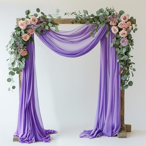 Wokceer Wedding Arch Draping Fabric - 28.7" x 20FT Lavender Purple Sheer Drapes for Wedding Ceremony, Birthday Party, Bridal Shower Decoration - color: Lavender Purple, size: 1 Panel