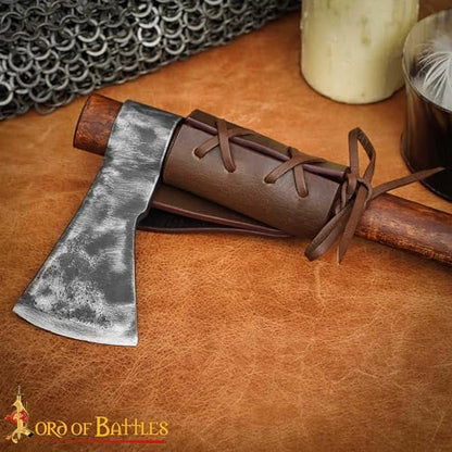 Lord of Battles Medieval Genuine Leather Axe Frog | Axe Holster with Belt Loop | Waist Holder for Axes, Tools - color: Dagger Holster - Brown