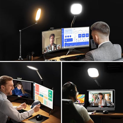 1Pack Video Conference Lighting, Zoom Lighting for Computer with Clamp, 30 Light Modes, Eye-Caring Swing Arm Desk Light with Memory & Timing Func for Home Office, Video Call, Video Conferencing - size: Clamp 1 Pack