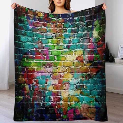 Colorful Graffiti Brick Wall Throw Blanket Hip Hop Multicolor Rainbow Painting Street Blanket for Sofa Bed Couch Chair Or Dorm 30"x40" - color: Style-3, size: 30"x40"