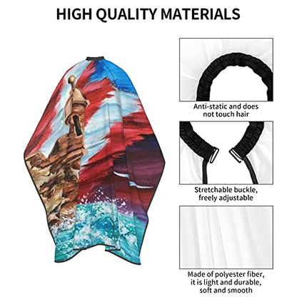 Puerto Rico Barber Cape With Adjustable Closure, Hairdressing Haircut Apron Barber Cover Gown For Hairdresser Styling Home - color: Boricua Puerto Rico Flag