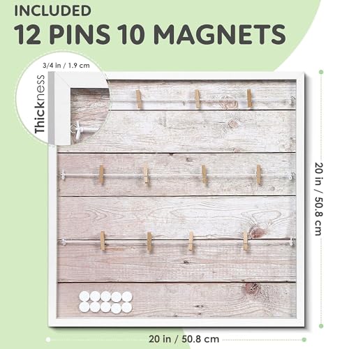 Houseables Picture Board, Photo Board, Photo Display, Picture Collage, Collage Frame, Polaroid Wall Display, Wall Decor, Memory, Postcard, Magnetic, Bulletin, Hanging with Clips, String, Bedroom, 20in - color: Grey Light Rustic Wood