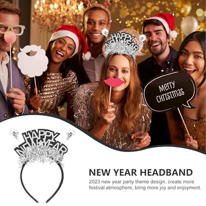 OSALADI 5pcs Happy New Year Hairbands Silver-plated Festival Party Hair Accessories for Women Portable Spring Festival Photo Props Headbands