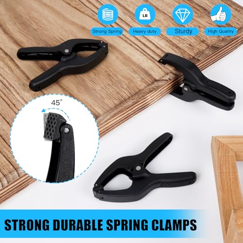 ACOSEA Small Spring Clamps 3.5 inch 30 Pack,Plastic Mini Clips,Heavy Duty for crafts,Woodworking,Backdrop & Photography Studios(Black)