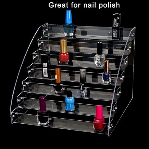 SOUJOY 7 Tier Sunglass Organizer Stand, Acrylic Sunglass Holder, Clear Nail Polish Display Stand, Eyewear Countertop Storage Tray for Highlighting Glasses, Makeup, Essential Oil