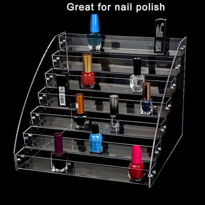 SOUJOY 7 Tier Sunglass Organizer Stand, Acrylic Sunglass Holder, Clear Nail Polish Display Stand, Eyewear Countertop Storage Tray for Highlighting Glasses, Makeup, Essential Oil