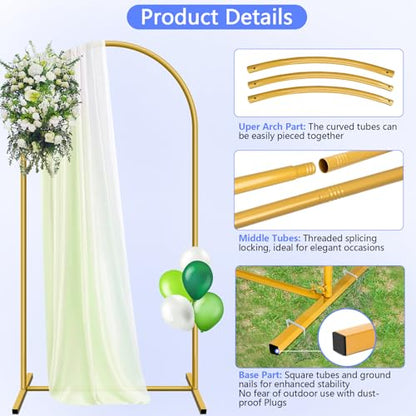 Metal Arch Backdrop Stand and Cover Set 7.2 ft, Wedding Arch Stand with White Cover for Party, Birthday, Wedding, Bridal Shower, Baby Shower (White, 7.2 ft) - color: White, size: 7.2FT