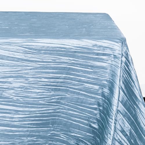 YOUR CHAIR COVERS - 90 x 132 inch Rectangular Crinkle Taffeta Tablecloth - Light Blue, Rectangle Table Linens for 6 ft Rectangular Tables, Wedding Crushed Table Cloth - color: Light Blue, size: 132" x 90" (Rectangular)