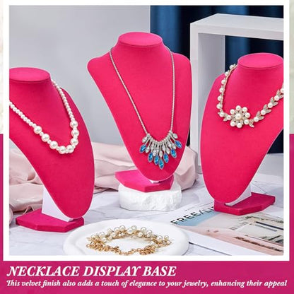 Huquary 6 Pcs Necklace Display Stand Necklace Holder Jewelry Bust Display Stands for Selling Home Store Trade Shows Photography Props Retail(Rose Red,Velvet) - color: Rose Red