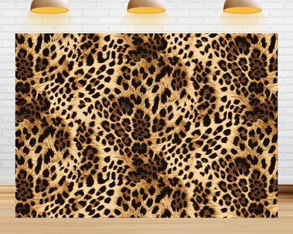5X3ft Fabric Leopard Print Photo Backdrop Skin Pattern Cheetah Black Brown Spots Photography Backdrop for Party Decoration Photo Studio Background Props Shower Leopard Banner - size: 5X3ft