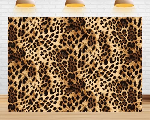 12X8ft Fabric Leopard Print Photo Backdrop Skin Pattern Cheetah Black Brown Spots Photography Backdrop for Party Decoration Photo Studio Background Props Shower Leopard Banner - size: 12X8ft