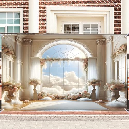 Nuxovilar Elegant Floral Window Wedding Backdrop Polyester 90.55x70.86 Inches Photo Backdrop for Photography Wedding Ceremony High-End Event Decor - color: KK00372