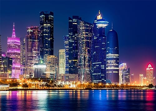 BELECO 10x6.5ft Fabric City Night Backdrop Modern Luxury Buildings Skyline and Skyscrapers Urban Cityscape Background Backdrop Home Decor Photo Booth Studio Props - size: 10x6.5FT