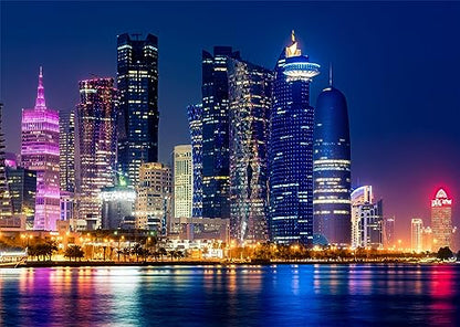 BELECO 10x6.5ft Fabric City Night Backdrop Modern Luxury Buildings Skyline and Skyscrapers Urban Cityscape Background Backdrop Home Decor Photo Booth Studio Props - size: 10x6.5FT