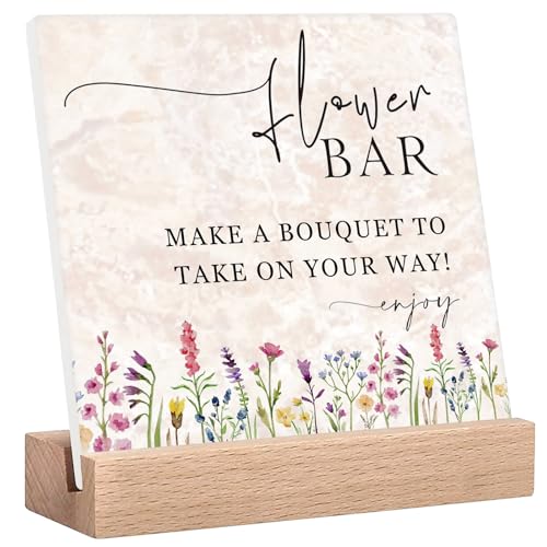 Flower Bar Sign - Bridal Shower Decor Sign - Wildflower Wedding Reception Signs - Bloom Bar Sign - Love is in Bloom Bridal Shower Decorations - Wedding Table Decor - color: Flower03