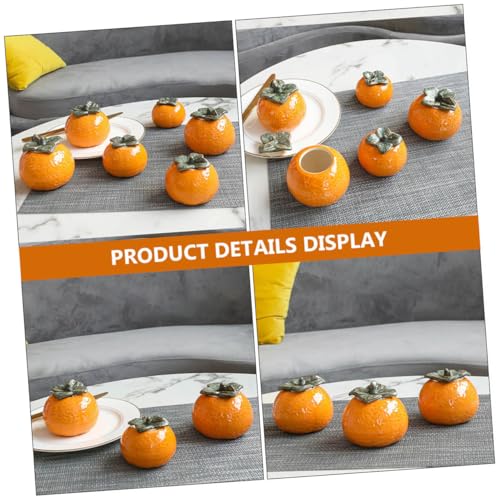 KICHOUSE Ceramic Orange Fruit Shaped Tea Storage Jar Small Decorative Canister with Lid for Home Kitchen Photography Props
