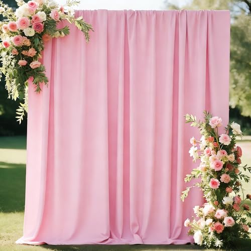Pink Curtains Backdrop for Parties, Wrinkle-Resistant Pink Photo Backdrop Curtains Drapes for Party Birthday Wedding Valentines Day Decoration Photography,5ft x 7ft, 2 Panels - color: Pink, size: 5x7FT(2 panels)