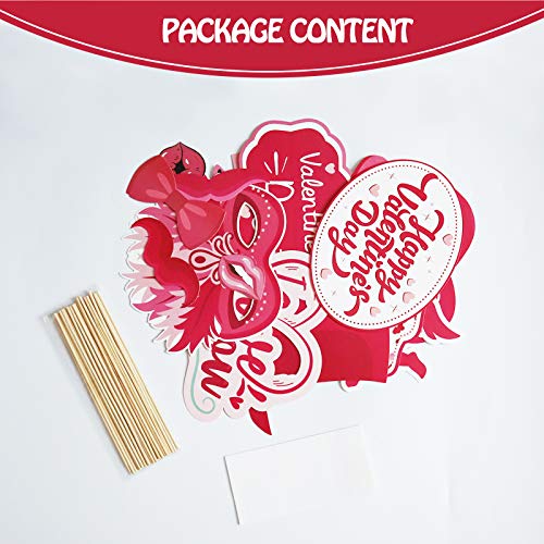 Valentines Day Photo Booth Props Kit, 28PCS Photography Props, Funny DIY Picture Selfie Accessories for Valentine’s Day Wedding Party Suppliers Favor Birthday Shower Decoration Decor