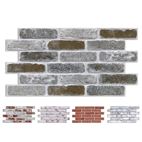 COMSTICKC 3D Faux Brick Wall Panel Peel and Stick, 12 pcs of 22.8" x 11.8", DIY UrltraLight PVC Self Adhesive Fake Brick Interior Decor, Not Real Brick, Paintable, Covers 22.48 sq.ft - color: Vintage Gray