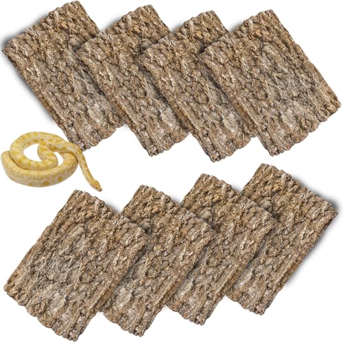 Hamiledyi Cork Terrarium Background 11.8x7.9in 8PCS Natural Reptile Cork Bark Flats Terrarium Board Bearded Dragon Climbing Wall Mat Tank Decor for Lizard Chamelon Snake Turtle Spider Crested Gecko - size: 8PCS-11.8x7.9in