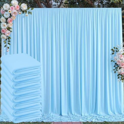 40 ft x 10 ft Wrinkle Free Baby Blue Backdrop Curtains for Parties, 8 Panels Polyester Light Blue Photo Backdrop Drapes for Birthday Wedding Party Baby Shower Photography - color: Baby Blue, size: 5'(W) x 10'(H), 8 panels