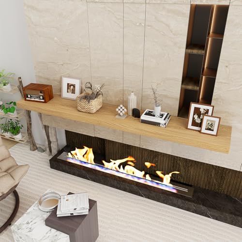 Fun Memories 72 Inch Floating Shelf, 12 Inch Deep Wall Shelf for Fireplace Mantel, Deep Storage Shelves for Home & Office, Wall Shelves with Invisible Bracket, Oak, Set of 1 - color: Oak, size: 72"W x 12"D, 1 Pack