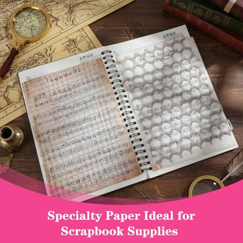IANFAN 20 Sheets A5 Textured Scrapbook Paper & Mesh Fabric Set, Handmade Scrapbook Art Paper Craft Textured Papers Mix for Scrapbooking Junk Journal Card DIY