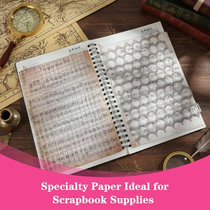 IANFAN 20 Sheets A5 Textured Scrapbook Paper & Mesh Fabric Set, Handmade Scrapbook Art Paper Craft Textured Papers Mix for Scrapbooking Junk Journal Card DIY
