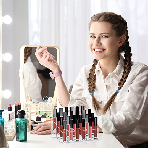 Macarrie 4 Pieces Lipstick Holder Organizer 24 Slot Acrylic Lipstick Makeup Organizer Case Display Stand Storage Box for Lipsticks Lipgloss Brushes Cosmetics - size: 24 Slot