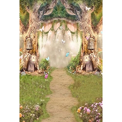 Leowefowa 6.5x10ft Vinyl 1st Birthday Backdrop Fairytale Forest Enchanted Flower Baby Shower Photo Background for Birthday Party Photoshoot Newborn Baby Kids Children Studio Props Photography Banner - size: 6.5x10ft