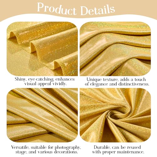 10x10ft Glitter Sequin Gold Backdrop Curtains Photo Backdrop Curtain Fabric Gold Shimmer Drapes Backdrop Bridal Baby Shower Wedding Birthday Party Photography Backdrops Photoshoot 5x10FT, 2 Panels - color: Glitter Gold, size: 10 ft X 10 ft(2 Panels 5ft X