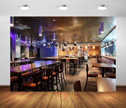 9x6ft Fabric European Luxury Restaurant Backdrop Restaurant Bar Club Background Modern Nightclub Bar Party Decorations Portrait Photoshoot Studio Props - size: 9x6ft