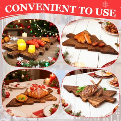 STOBAZA 15 Inch Christmas Tree Charcuterie Board, Wooden Cheese Serving Platt Cutting Chopping Platter for Cheese Vegetables Fruit Bread Pizza Serving Tray Festive Kitchen Decor Multi Use Food Display