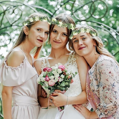 MEMOVAN Bridal Green Leaf Crown Flower Crown Renaissance Fair Adjustable Boho Floral Crowns Eucalyptus Headband Hair Wreath Bohemian Headpiece for Wedding Birthday Vacation Party Festival Photo Prop - color: Whtie