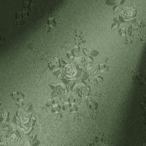 Erfoni 197"x17.7" Green Thicken Floral Embossed Wall Paper Pure Green Peel and Stick Wallpaper Flower Textured Self Adhesive Contact Paper Vintage Removable Wallpaper Decoration DIY Vinyl Roll - color: Green, size: 17.7" x 197"