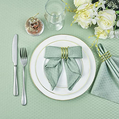 Cloth Napkins Set of 8 – Square 17x17 Inch Jacquard Fabric Polyester Washable Reusable Cloth Napkins for Kitchen Dinner Dining Restaurants Wedding Party Banquet (Sage Green) - color: Sage Green