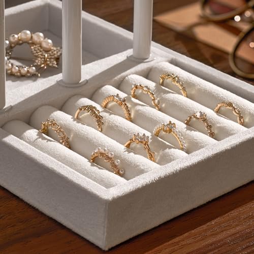 bussdis 3 Tier Bracelet Holder Display - Detachable T Bar Pure White Velvet Bracelet Holder, Jewelry Holder Organizer for Bracelet, Necklace, Earrings, Rings - color: Pure White, size: Standard