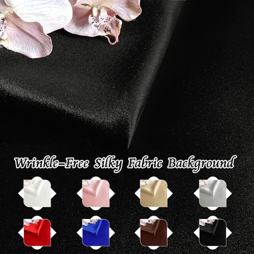RUDONG M Satin Photography Backdrop 3.3x2.5ft - Wrinkle-Free Silky Fabric Background for Jewelry/Cosmetics/Flat Lay/Studio, Black Backdrop Cloth (100x75cm) - color: Black