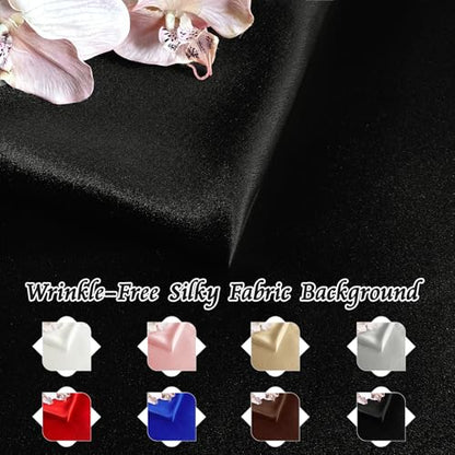 RUDONG M Satin Photography Backdrop 3.3x2.5ft - Wrinkle-Free Silky Fabric Background for Jewelry/Cosmetics/Flat Lay/Studio, Black Backdrop Cloth (100x75cm) - color: Black